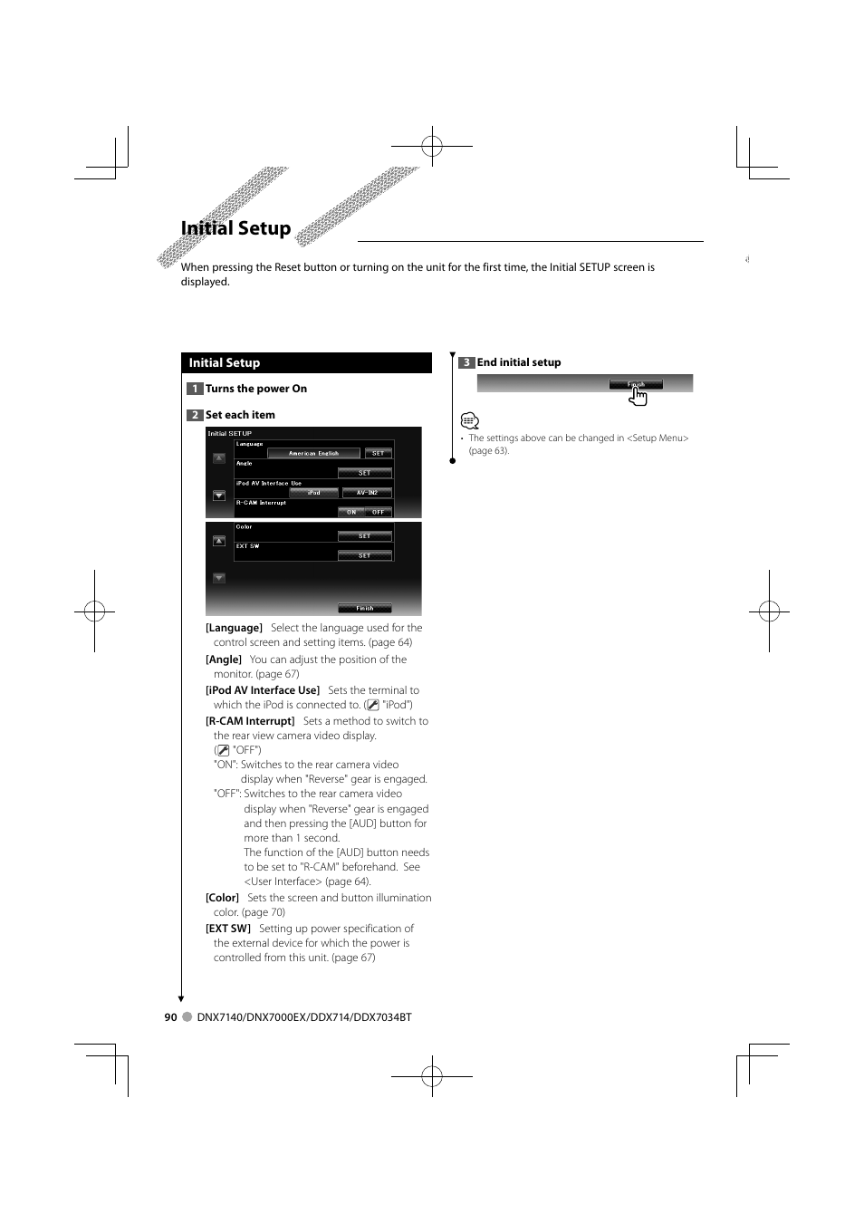 Initial setup | Kenwood DDX7034BT User Manual | Page 90 / 100