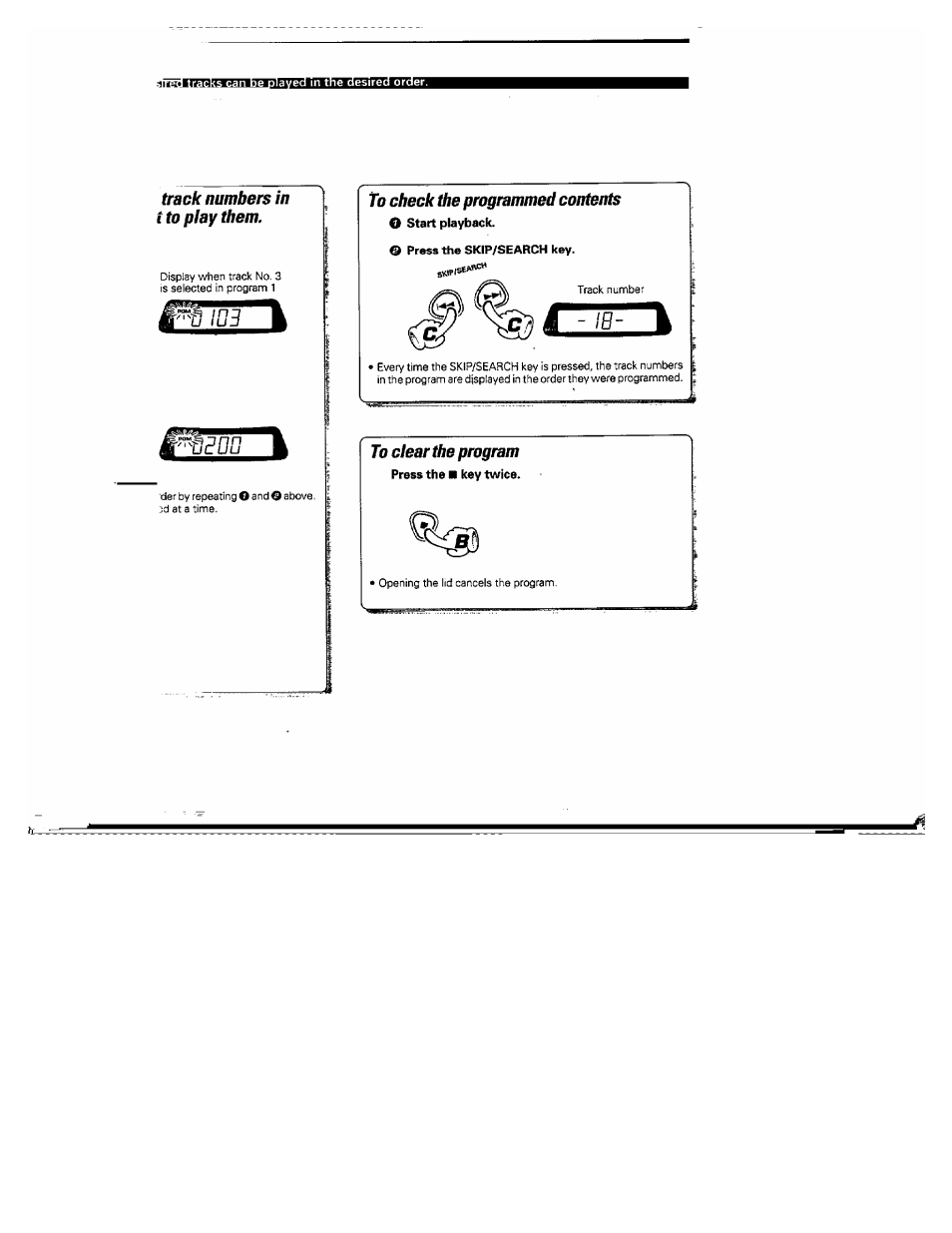 Track numbers in t to play them, To clear the program, Track numbers in | Play them | Kenwood DPC-361 User Manual | Page 9 / 24