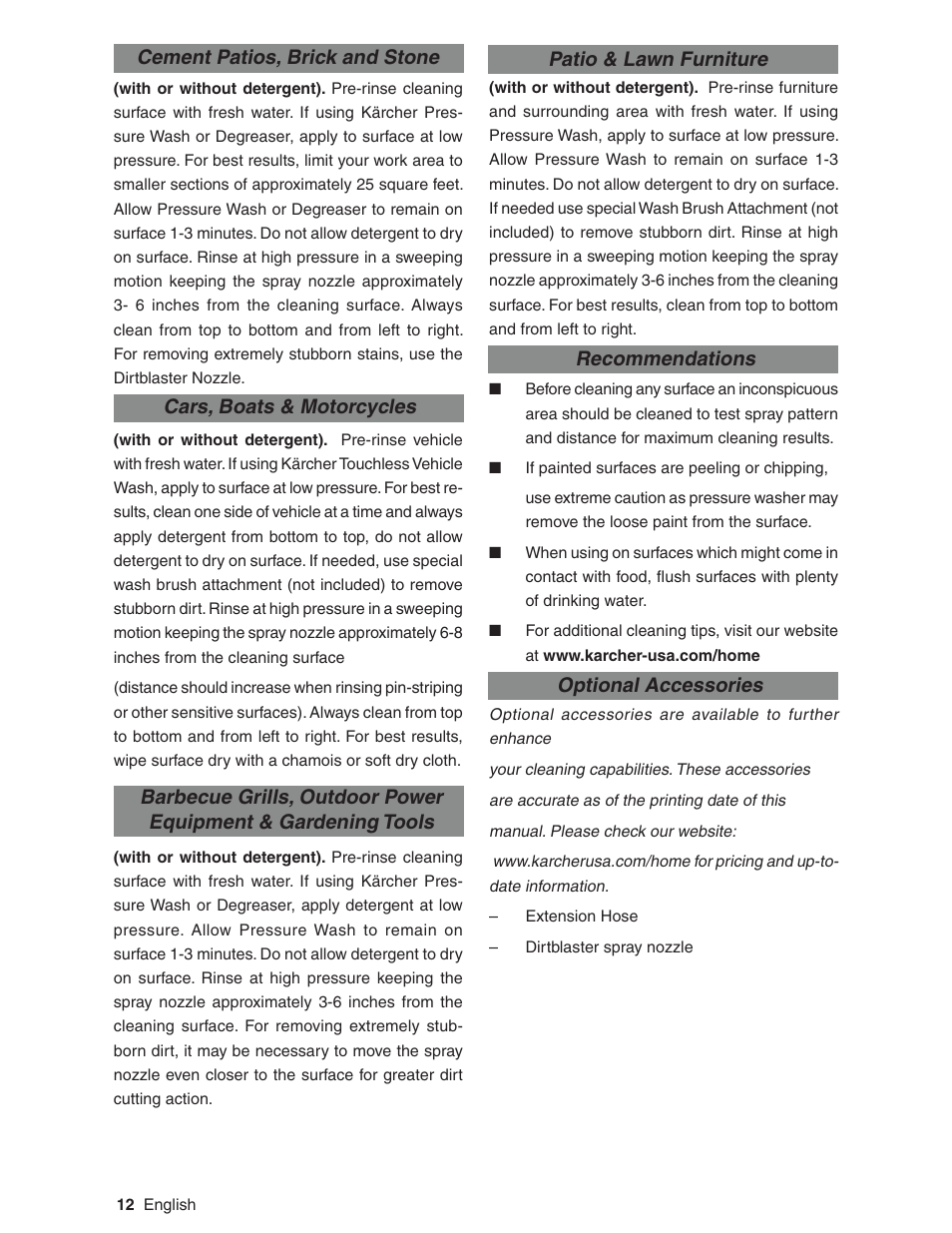 Karcher G2800XH User Manual | Page 12 / 40