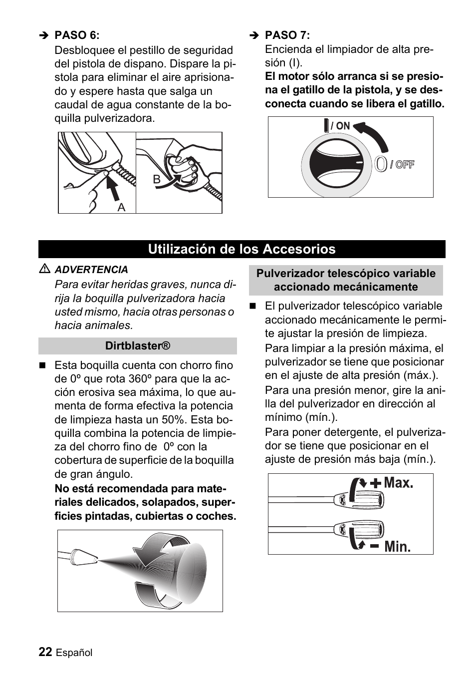 Utilización de los accesorios | Karcher K 2.16 User Manual | Page 22 / 48