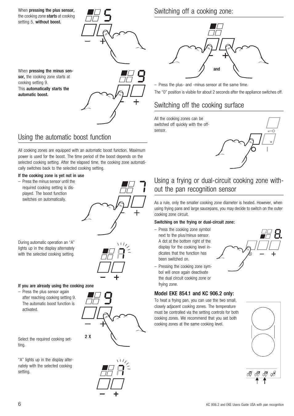 Using the automatic boost function, Switching off a cooking zone, Switching off the cooking surface | Kuppersbusch USA EKE 854.2 User Manual | Page 6 / 12