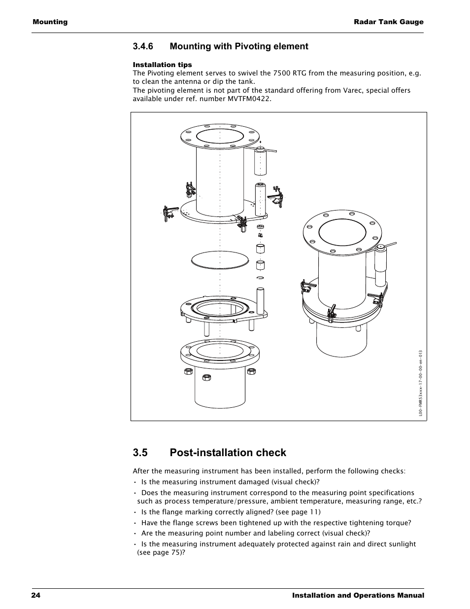 6 mounting with pivoting element, Installation tips, 5 post-installation check | Post-installation check | Lightning Audio 7532 User Manual | Page 24 / 106