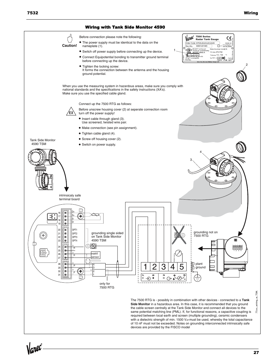 Wiring with tank side monitor 4590 | Lightning Audio 7532 User Manual | Page 27 / 106