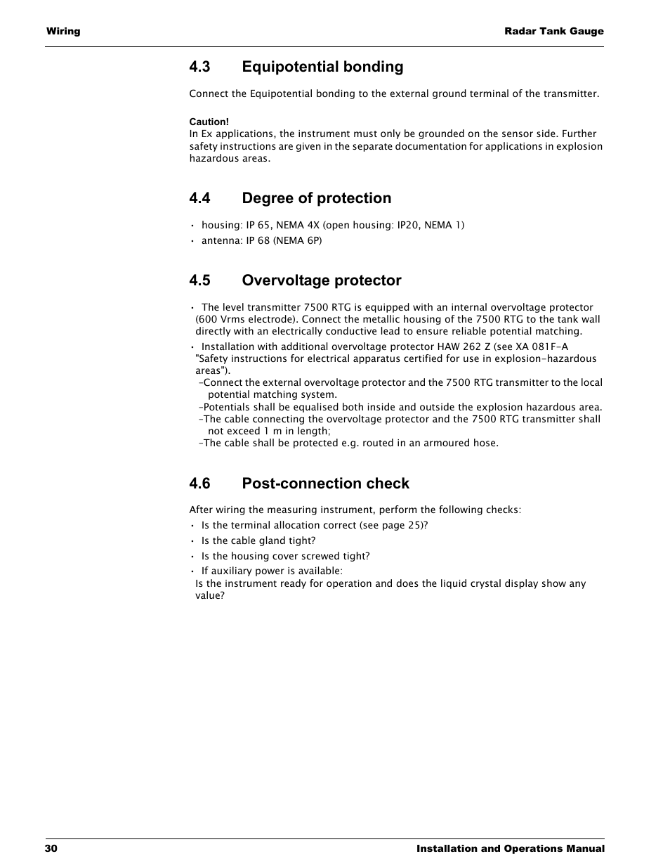 3 equipotential bonding, 4 degree of protection, 5 overvoltage protector | 6 post-connection check, Equipotential bonding, Degree of protection, Overvoltage protector, Post-connection check | Lightning Audio 7532 User Manual | Page 30 / 106