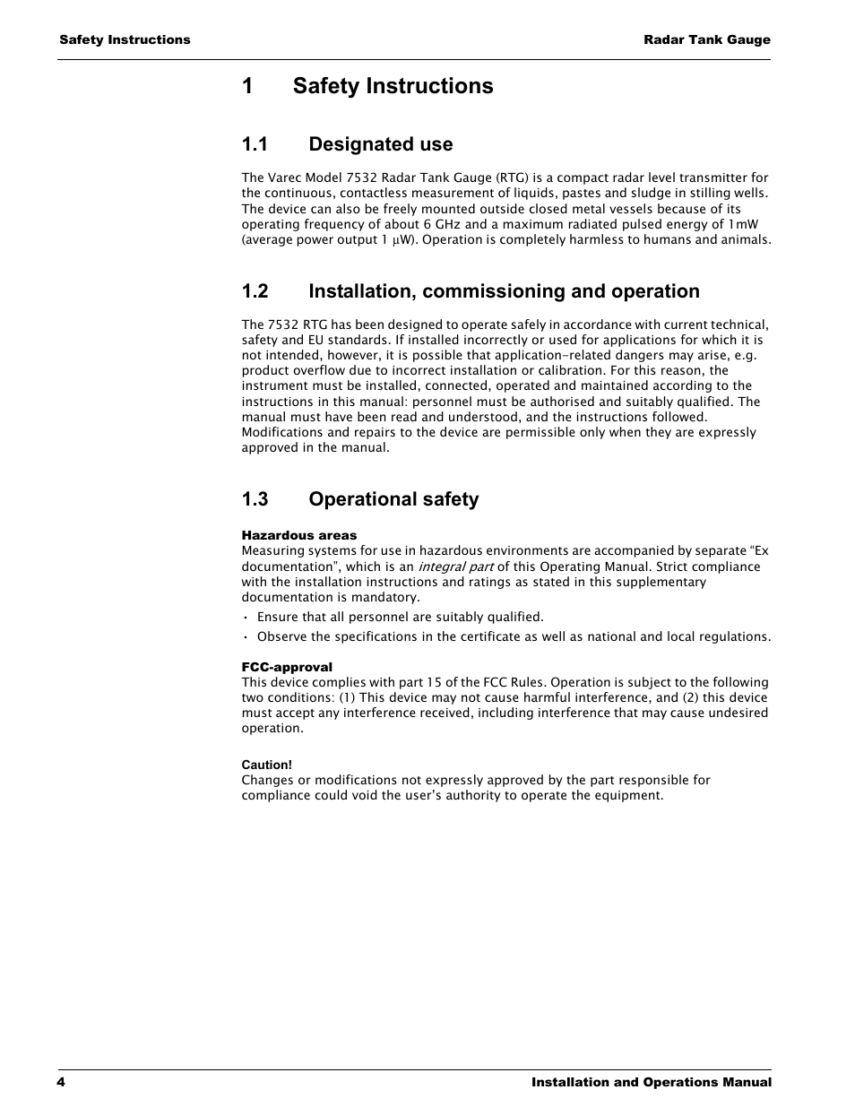 1 safety instructions, 1 designated use, 2 installation, commissioning and operation | 3 operational safety, Hazardous areas, Fcc-approval, Safety instructions, Designated use, Installation, commissioning and operation, Operational safety | Lightning Audio 7532 User Manual | Page 4 / 106