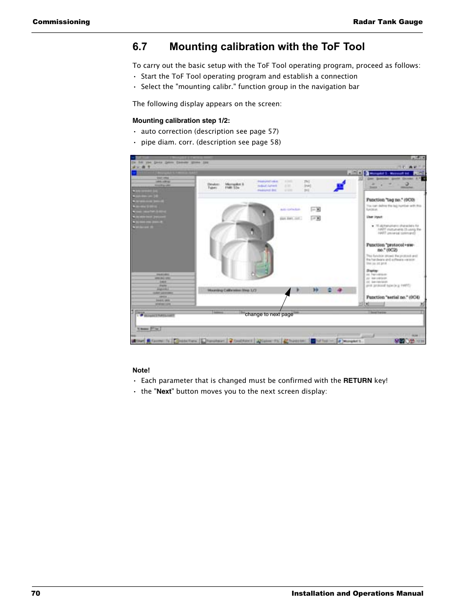 7 mounting calibration with the tof tool, Mounting calibration with the tof tool | Lightning Audio 7532 User Manual | Page 70 / 106