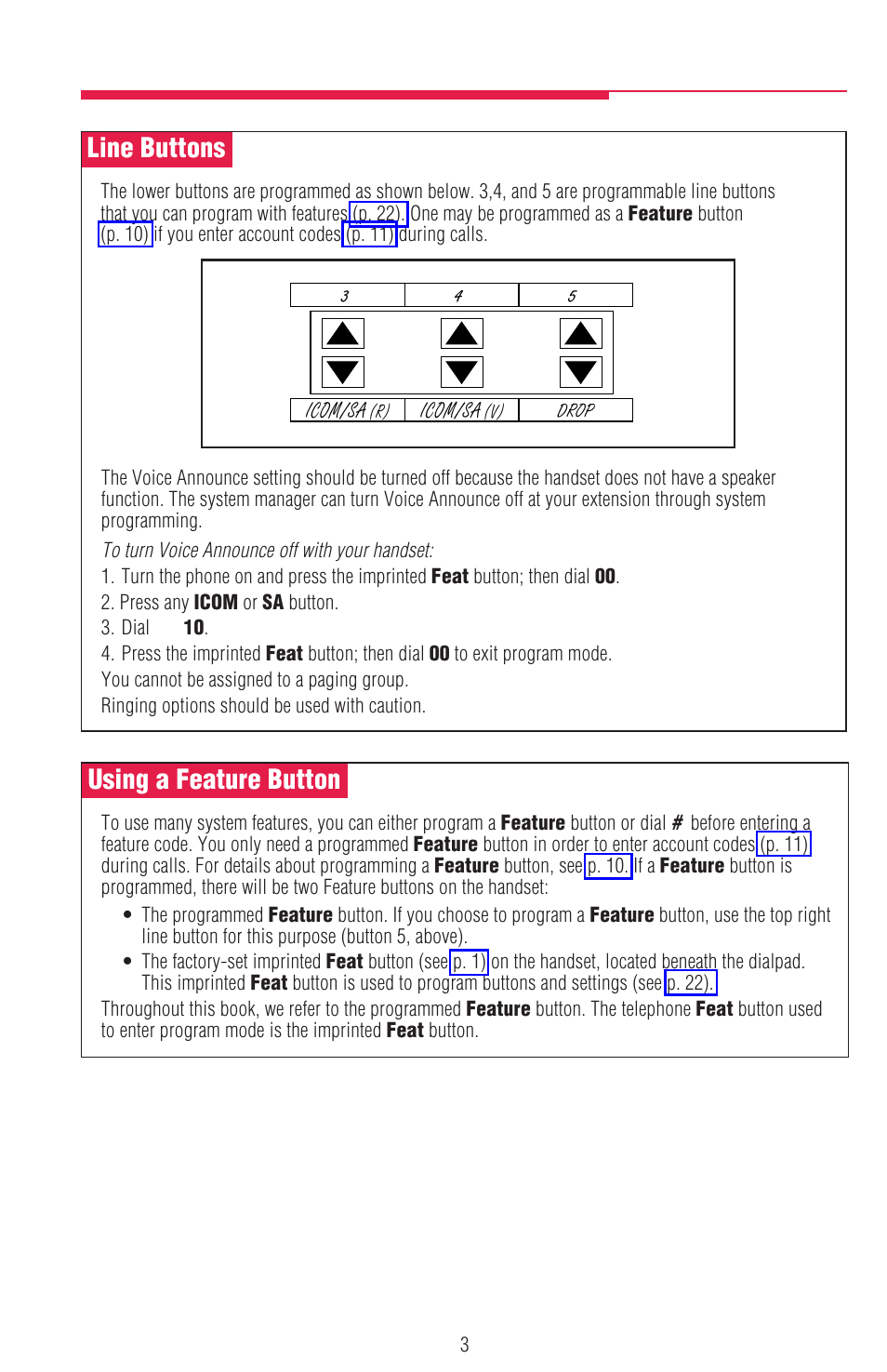 Line buttons, Using a feature button | Lucent Technologies MDW 9000/9010 User Manual | Page 5 / 28
