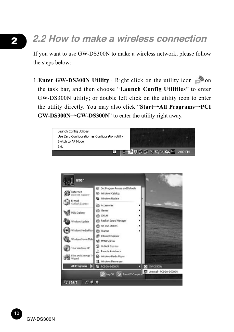 2 how to make a wireless connection | Lucent Technologies GW-DS300N User Manual | Page 15 / 78