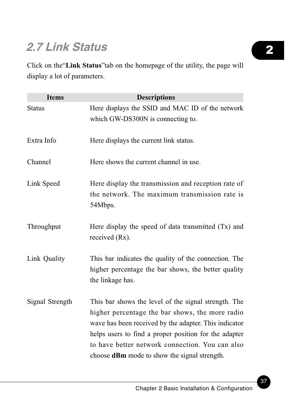 7 link status | Lucent Technologies GW-DS300N User Manual | Page 42 / 78