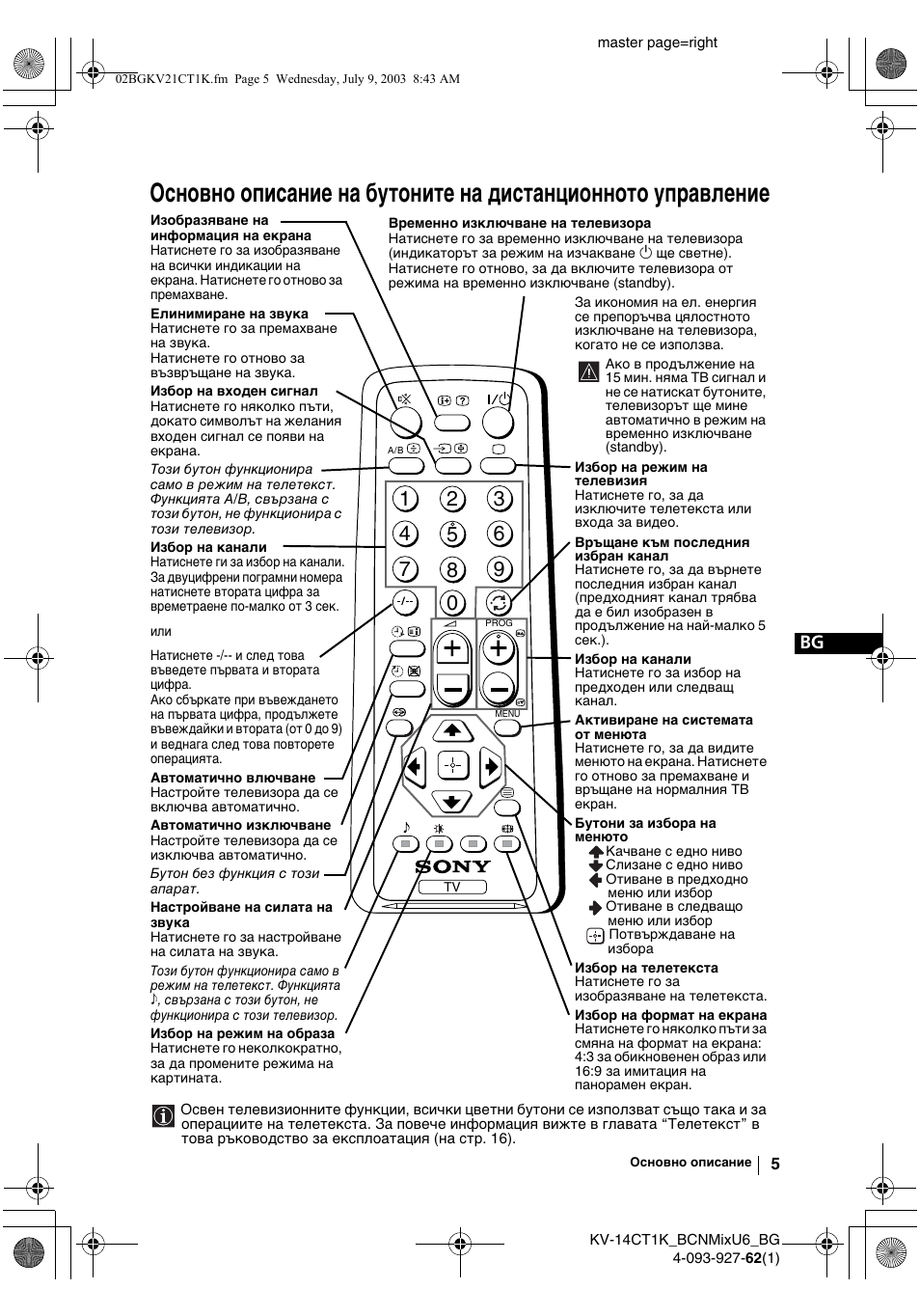 Sony KV-21CT1K  RU User Manual | Page 23 / 128