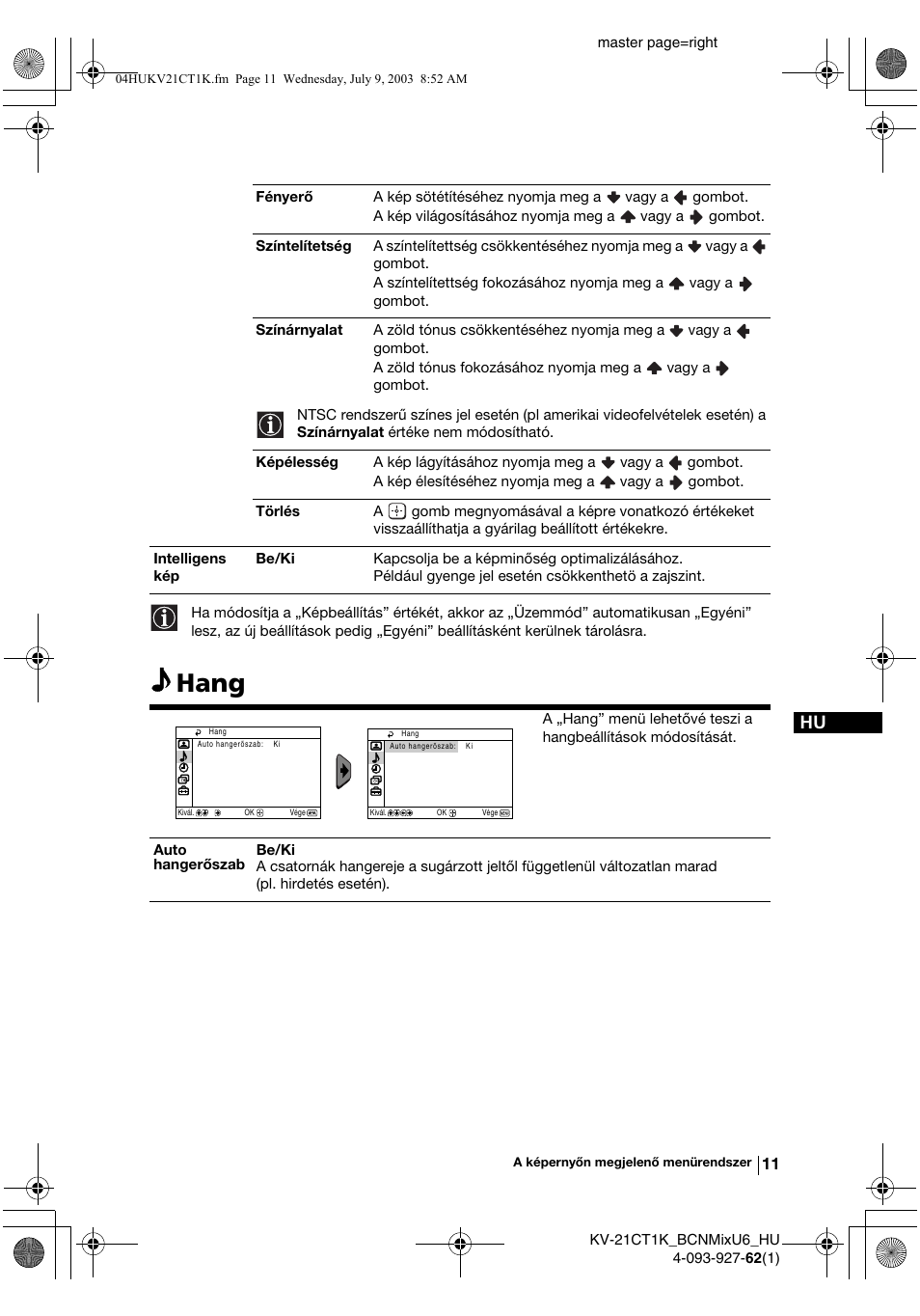 Hang | Sony KV-21CT1K  RU User Manual | Page 65 / 128