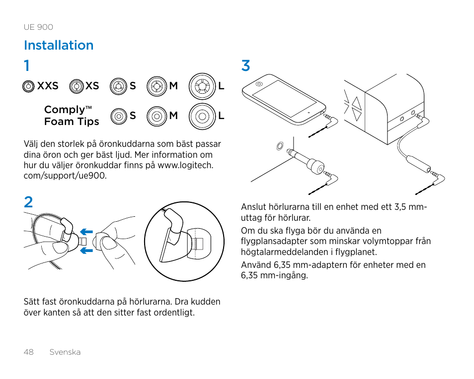 Installation | Logitech UE900 User Manual | Page 48 / 72