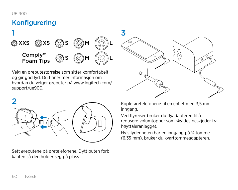 Konfigurering | Logitech UE900 User Manual | Page 60 / 72