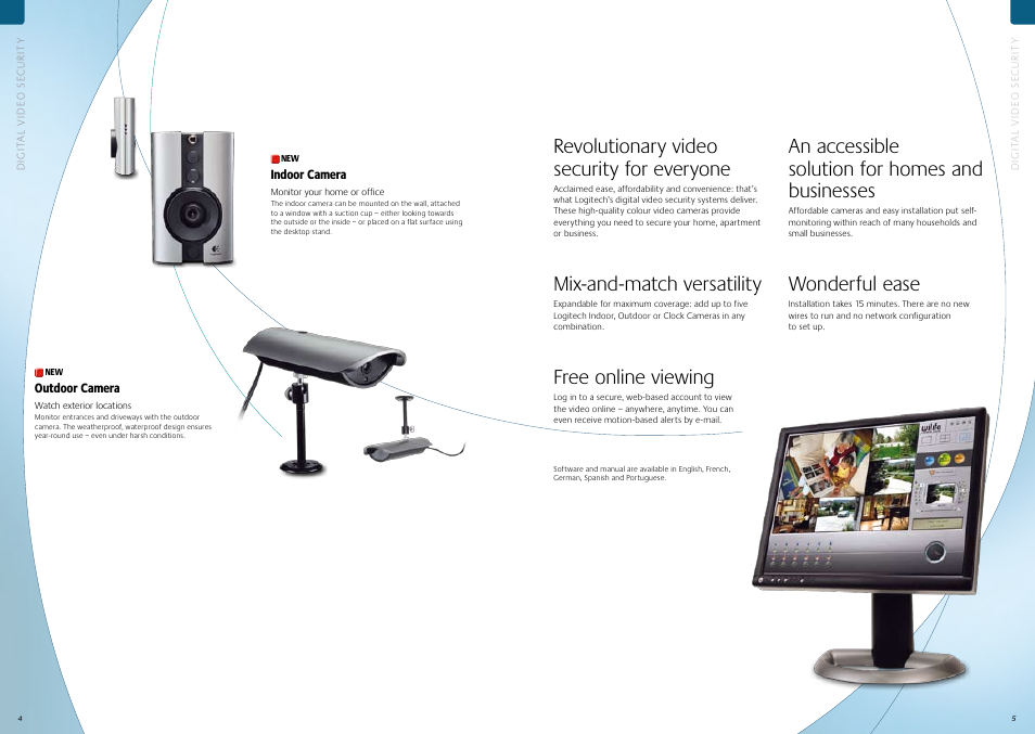 Revolutionary video security for everyone, Mix-and-match versatility, Free online viewing | An accessible solution for homes and businesses, Wonderful ease | Logitech V550 User Manual | Page 3 / 20
