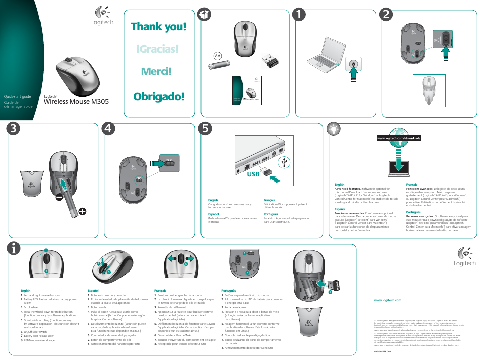 Logitech M305 User Manual | 2 pages