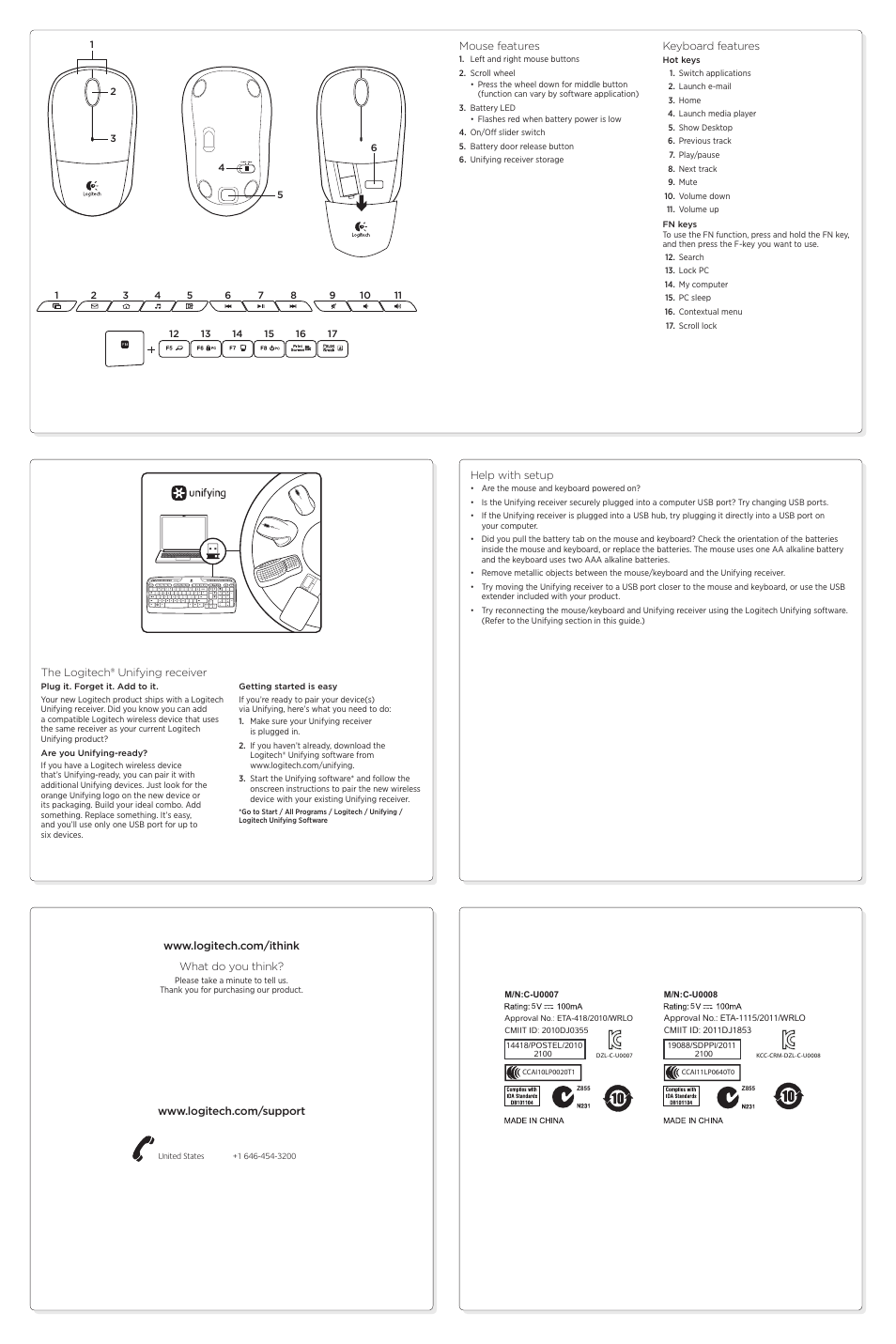 Logitech Wireless Desktop MK320 Keyboard 920-002836 User Manual | Page 2 / 2