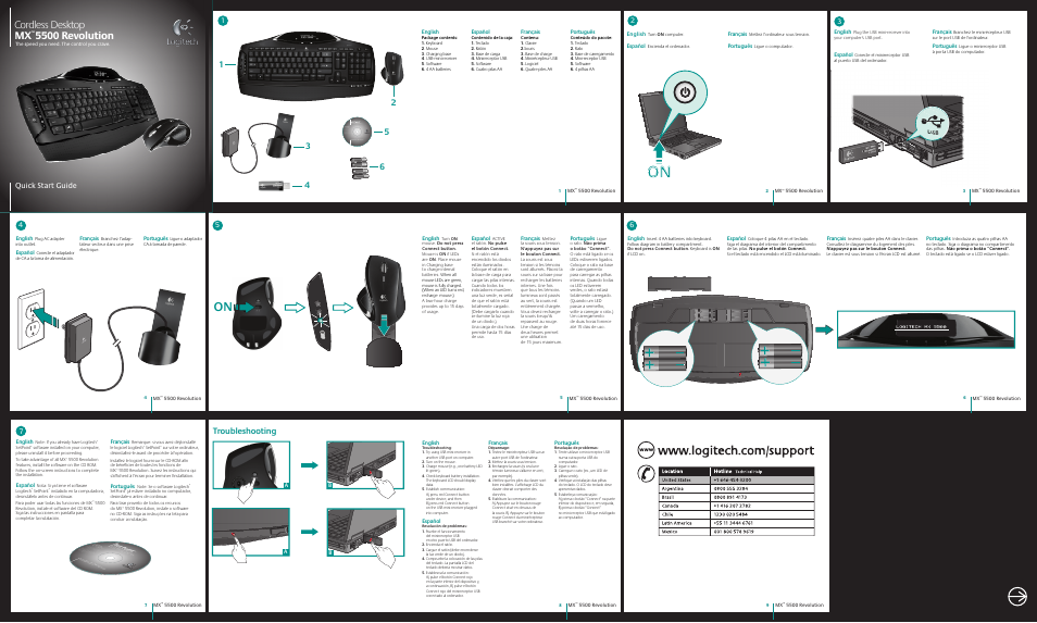 Logitech Cordless Desktop MX 5500 Revolution 920-000383 User Manual | 2 pages