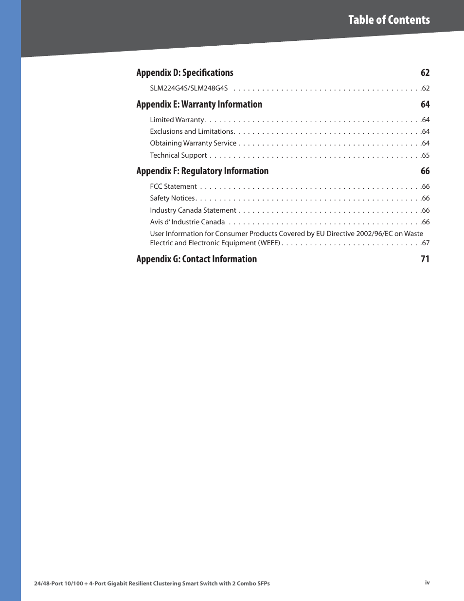 Linksys SLM224G4S User Manual | Page 6 / 77