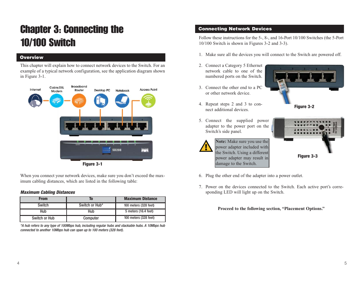 Chapter 3: connecting the 10/100 switch | Linksys SD205 User Manual | Page 5 / 9