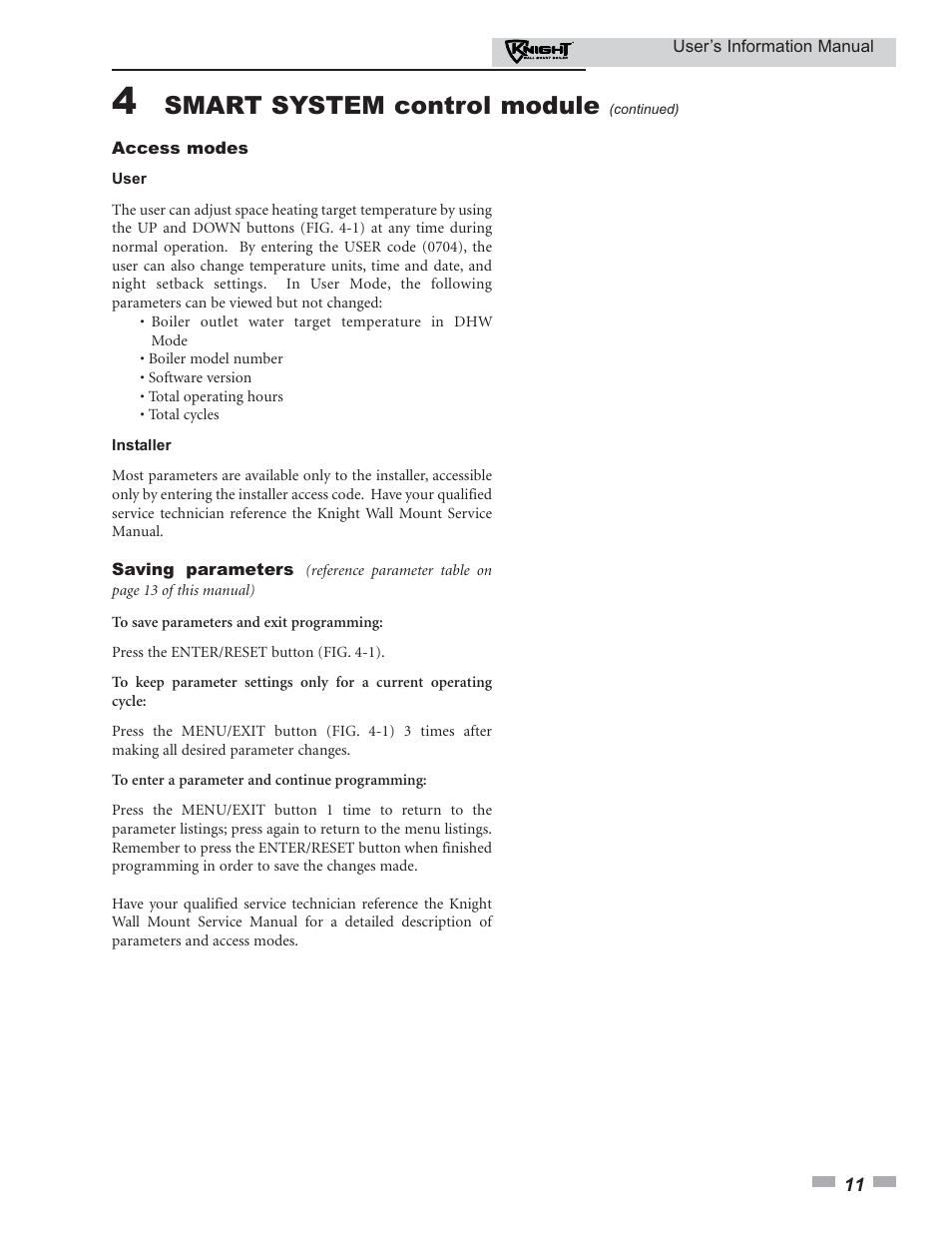 Smart system control module | Lochinvar KNIGHT 50 User Manual | Page 11 / 20