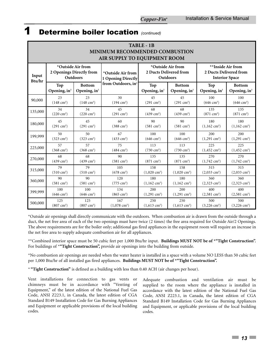 Determine boiler location, Installation & service manual | Lochinvar 000 - 500 User Manual | Page 13 / 68
