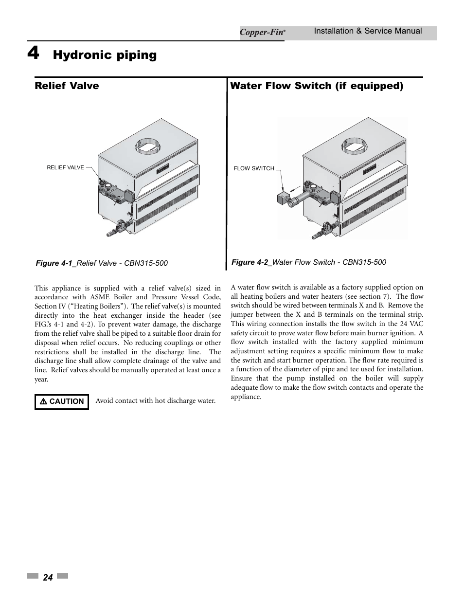 Hydronic piping | Lochinvar 000 - 500 User Manual | Page 24 / 68