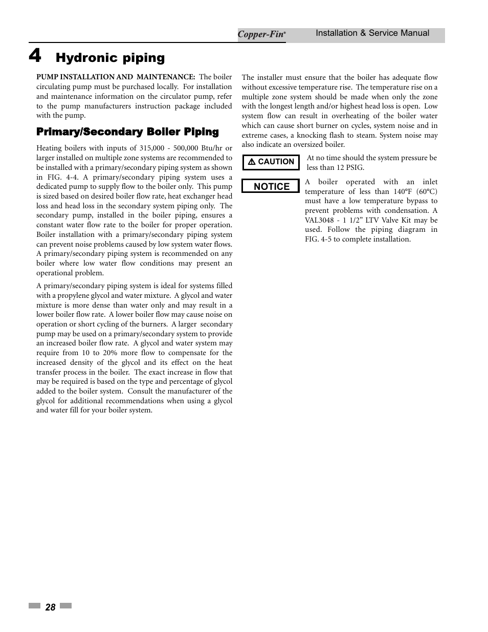 Hydronic piping | Lochinvar 000 - 500 User Manual | Page 28 / 68