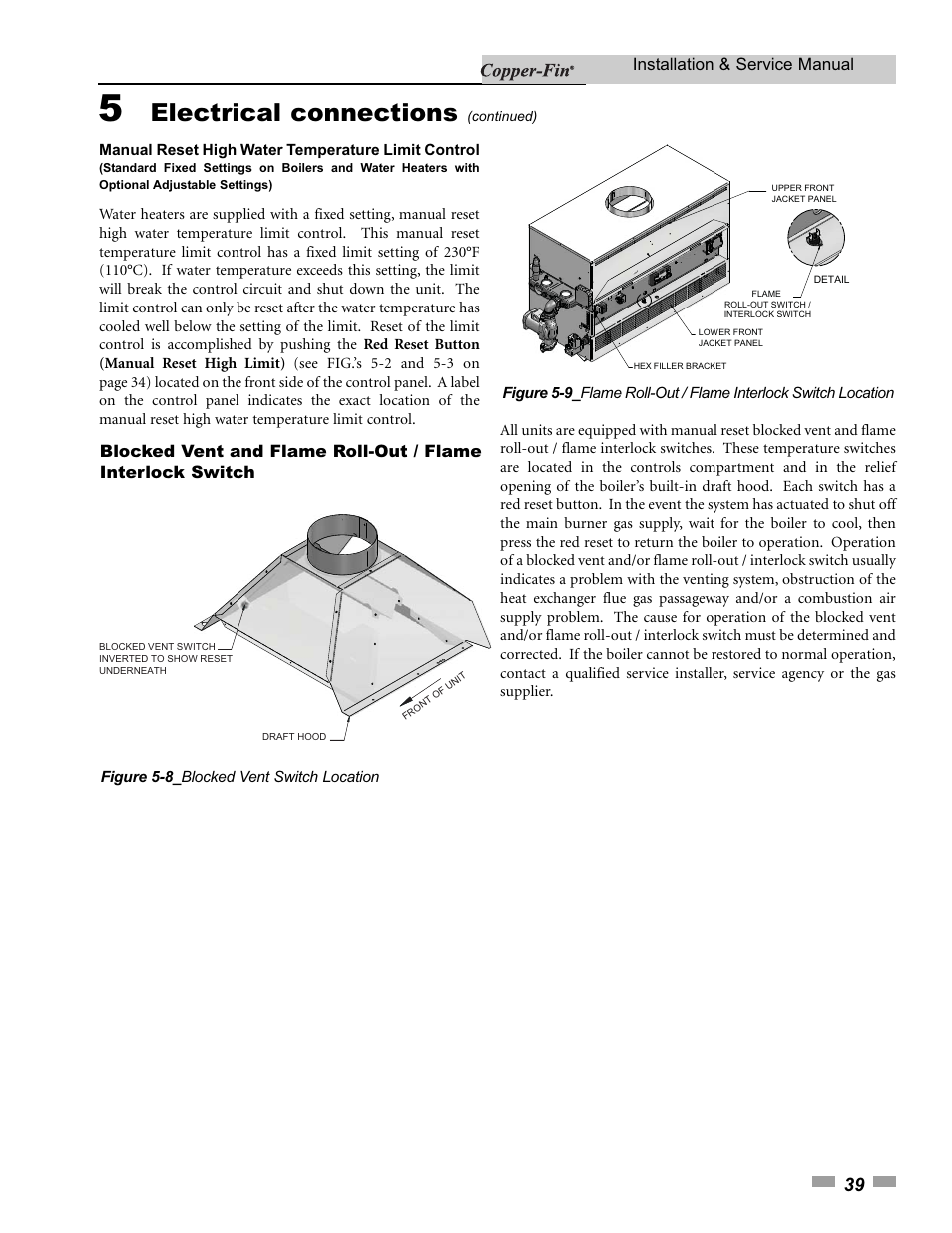 Electrical connections, Installation & service manual | Lochinvar 000 - 500 User Manual | Page 39 / 68