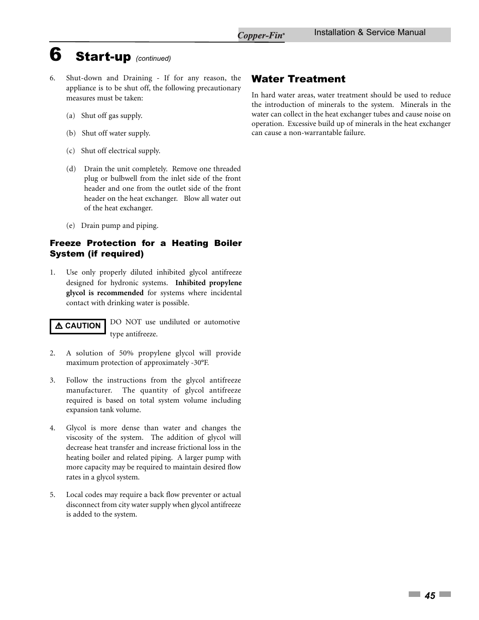 Start-up, Water treatment | Lochinvar 000 - 500 User Manual | Page 45 / 68