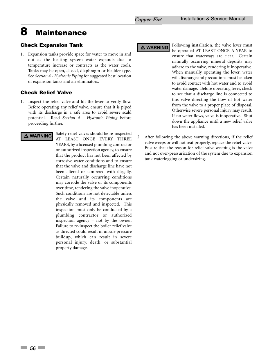 Maintenance | Lochinvar 000 - 500 User Manual | Page 56 / 68