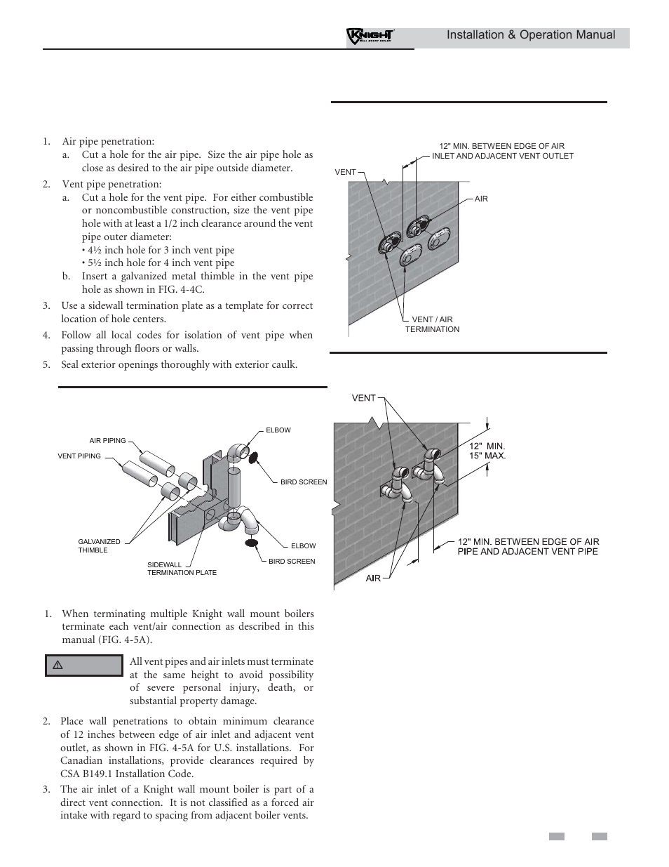 Sidewall direct venting | Lochinvar Wall Mount Boiler WH 55-399 User Manual | Page 25 / 80