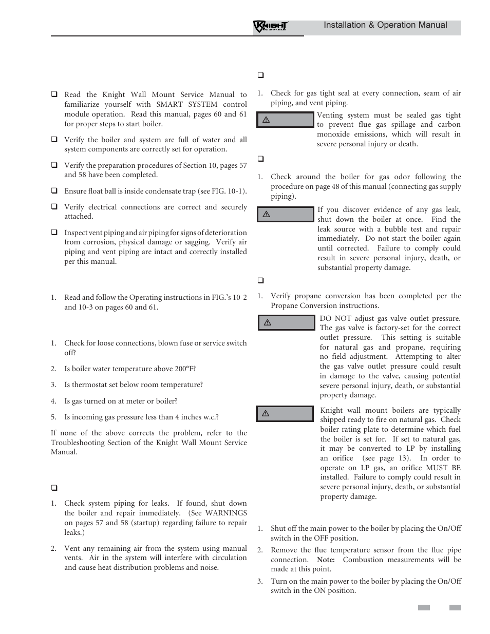 Start-up | Lochinvar Wall Mount Boiler WH 55-399 User Manual | Page 59 / 80