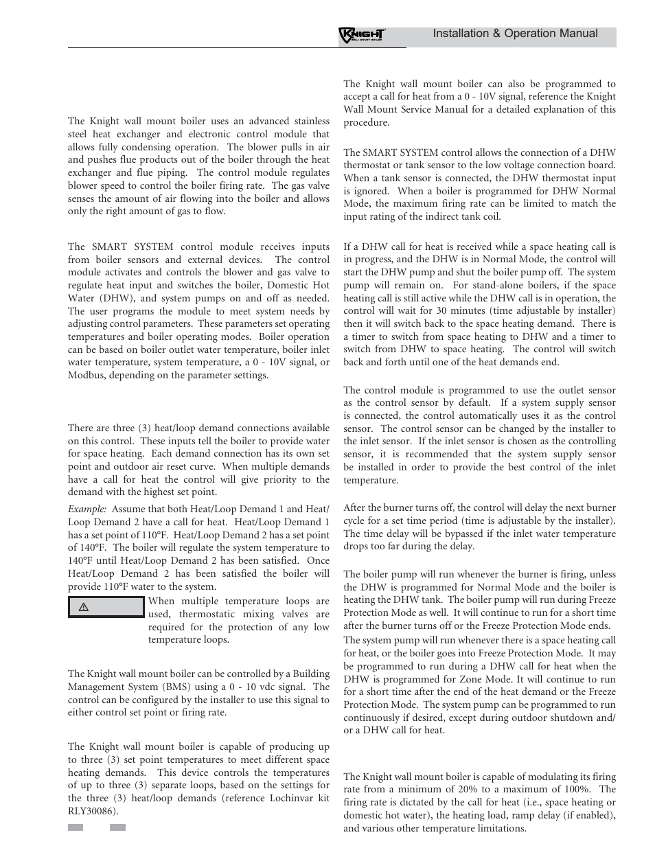 Operating information | Lochinvar Wall Mount Boiler WH 55-399 User Manual | Page 64 / 80