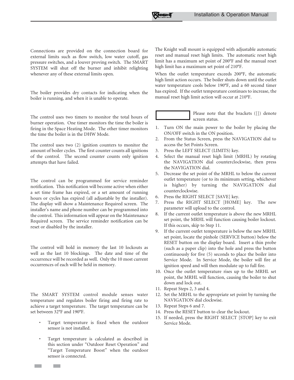 Operating information | Lochinvar Wall Mount Boiler WH 55-399 User Manual | Page 66 / 80