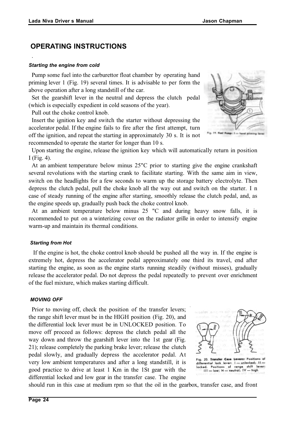Operating instructions | АВТОВАЗ Lada VAZ2121 User Manual | Page 28 / 36
