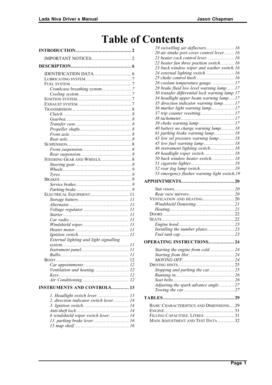 АВТОВАЗ Lada VAZ2121 User Manual | Page 5 / 36