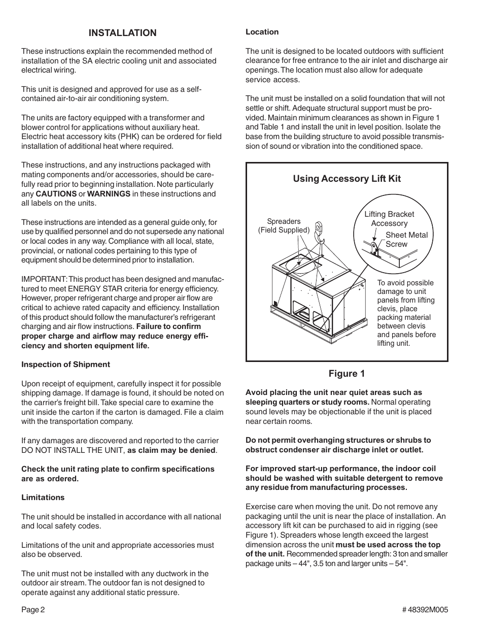 Lennox International Inc. Electric Cooling Package Unit (2/4)SA13 User Manual | Page 2 / 10