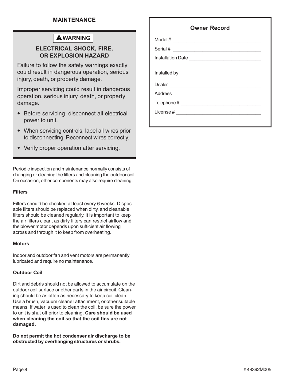 Lennox International Inc. Electric Cooling Package Unit (2/4)SA13 User Manual | Page 8 / 10