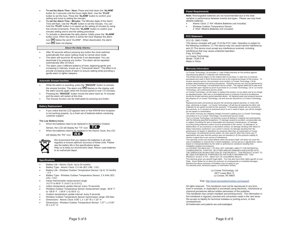 La Crosse Technology WS-8119U User Manual | Page 3 / 3