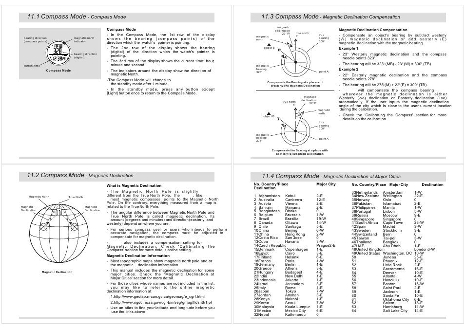 1 compass mode, 2 compass mode, 3 compass mode | 4 compass mode | La Crosse Technology XG-20 User Manual | Page 22 / 36