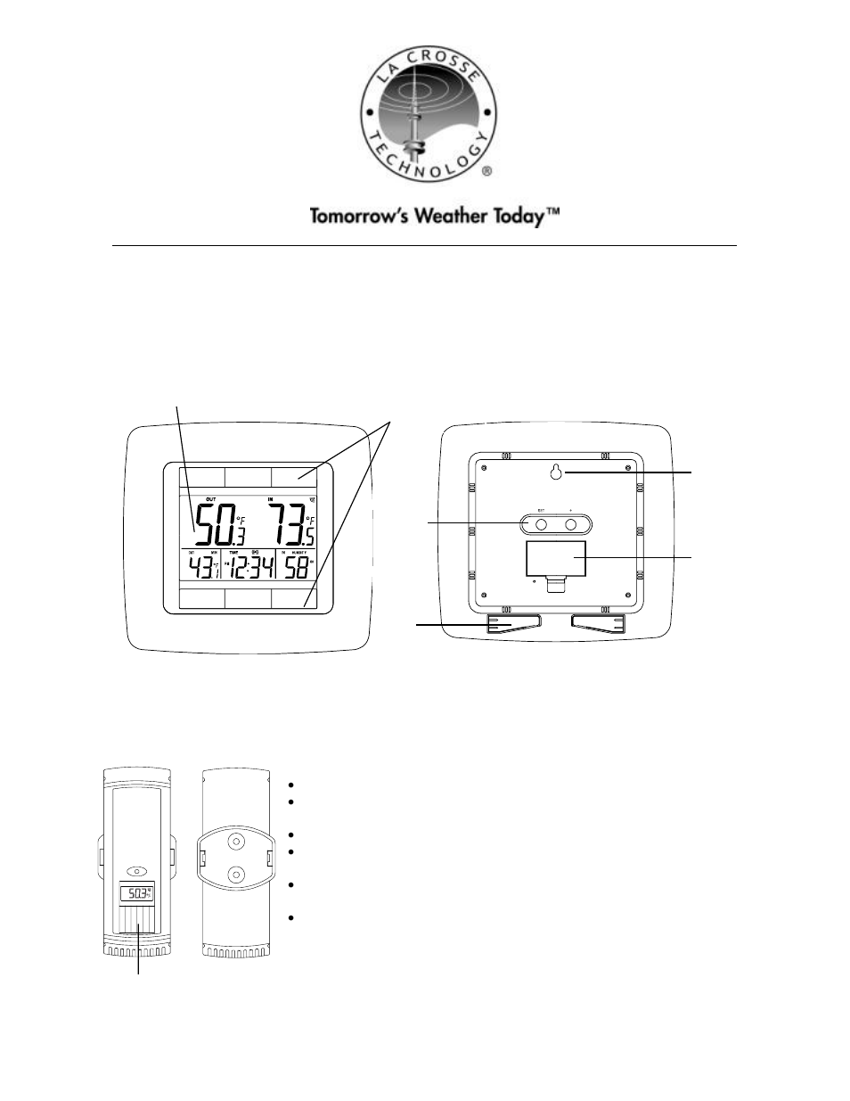 La Crosse Technology SOLAR POWERED WIRELESS TEMPERATURE STATION TX62U-IT User Manual | 9 pages