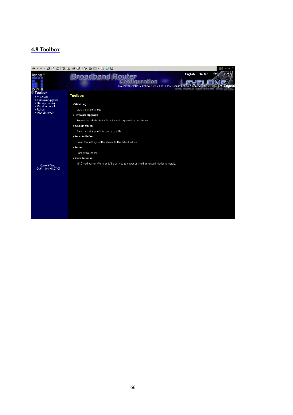 LevelOne WBR-5400 User Manual | Page 66 / 82