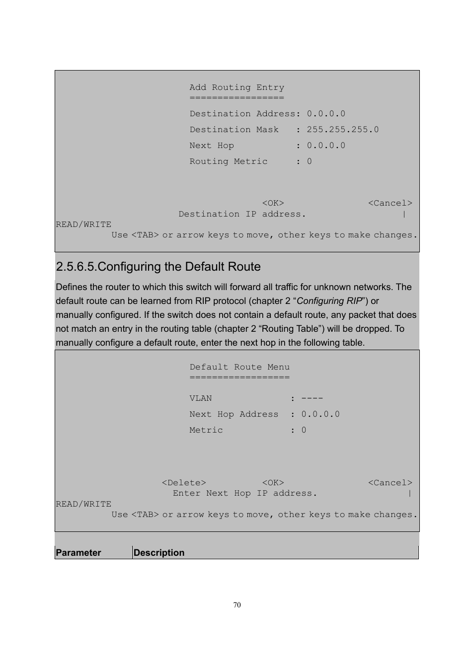 Configuring the default route | LevelOne GSW-2600TXM User Manual | Page 70 / 200