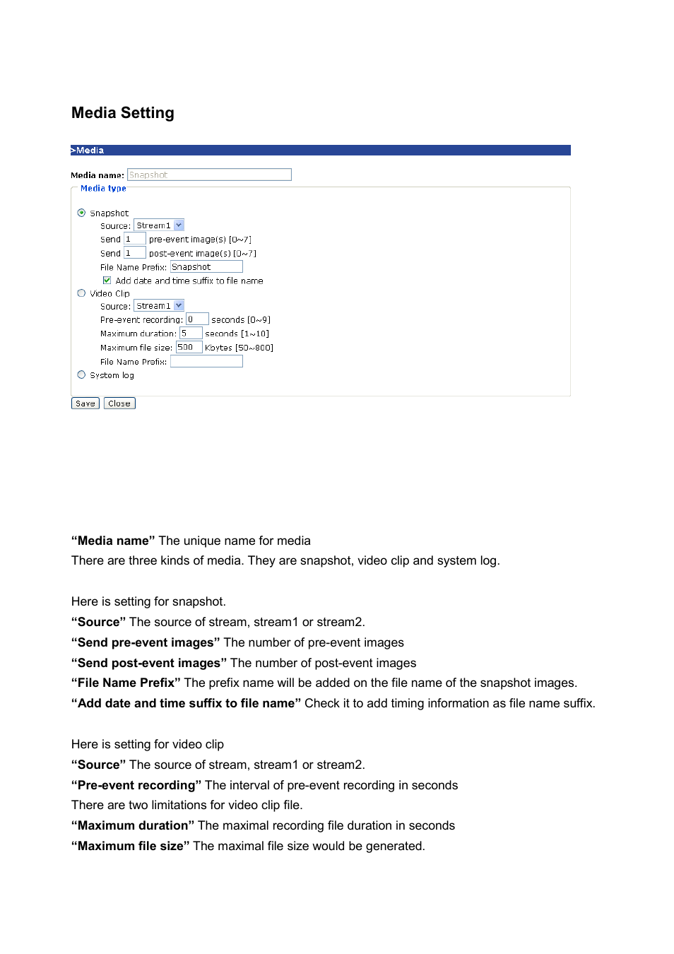 Media setting | LevelOne FCS-5030 User Manual | Page 64 / 114
