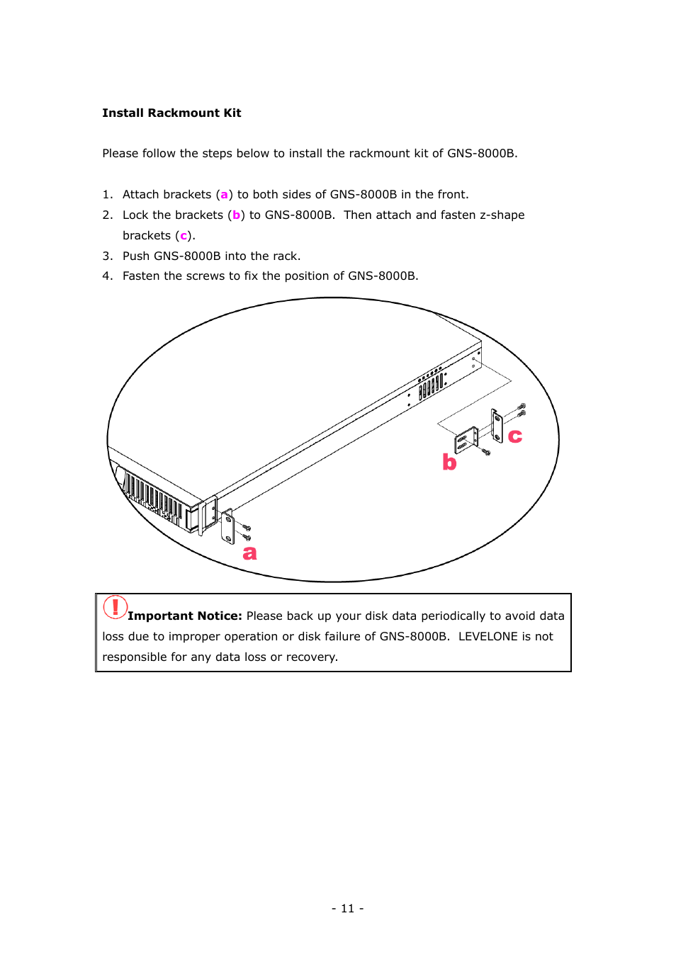 LevelOne 4-bay Sata NAS w/2 Gigabit Ethernet GNS-8000B User Manual | Page 11 / 135
