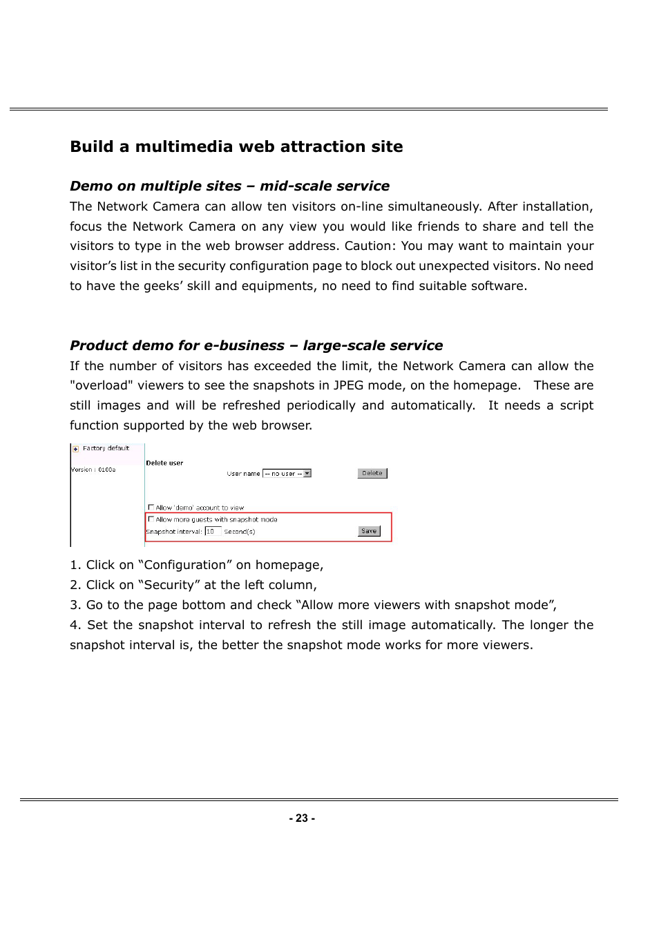Build a multimedia web attraction site | LevelOne FCS-1050 User Manual | Page 23 / 60