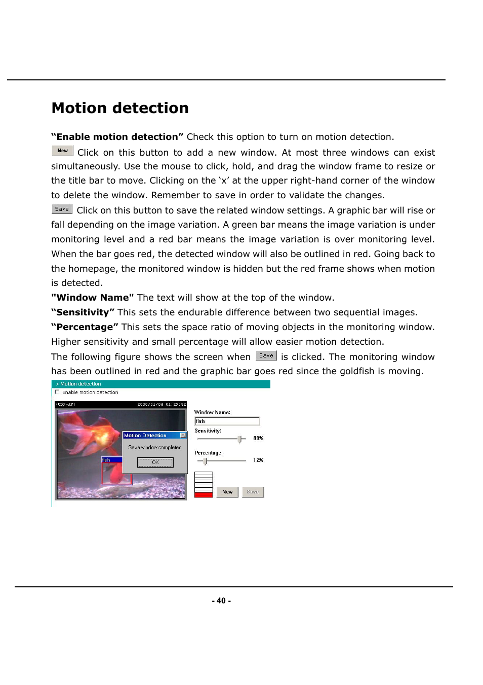 Motion detection | LevelOne FCS-1050 User Manual | Page 40 / 60