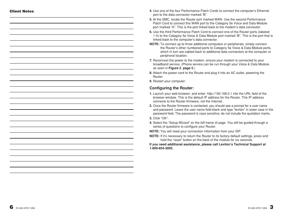 Leviton 4-Port Gigabit Router 47611-GB4 User Manual | Page 3 / 5