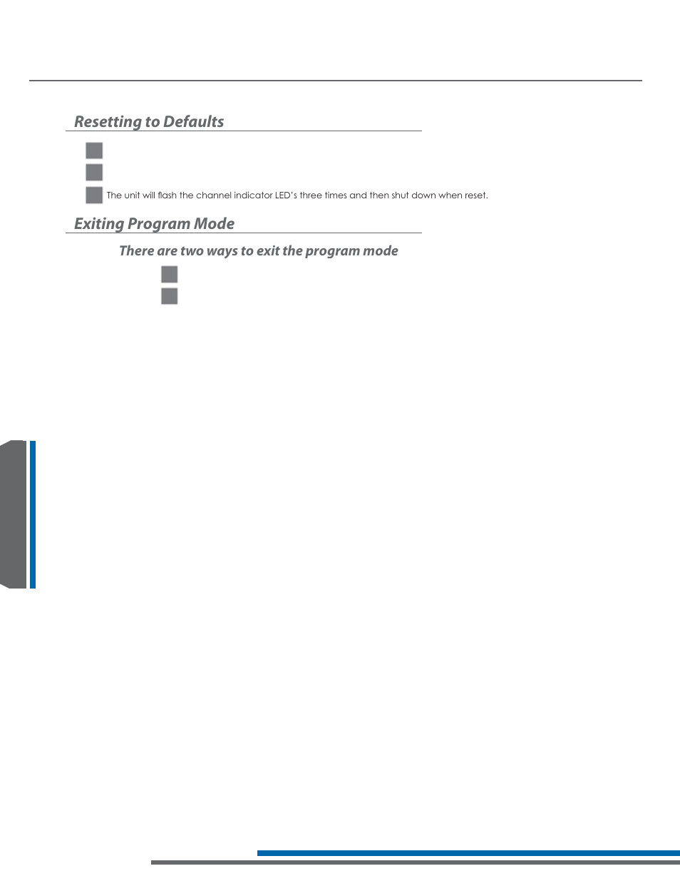 Lr-42/44 programming instructions, Resetting to defaults, Exiting program mode | There are two ways to exit the program mode | Listen Technologies Stationary LA-350 User Manual | Page 112 / 148