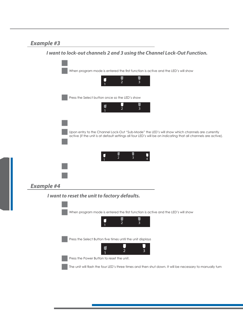 Programming examples, Example #3, Example #4 | I want to reset the unit to factory defaults | Listen Technologies Stationary LA-350 User Manual | Page 114 / 148